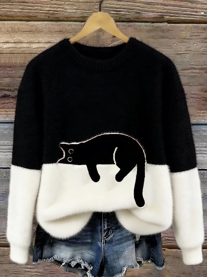 Lenka | Oversized svetr s potiskem kočky