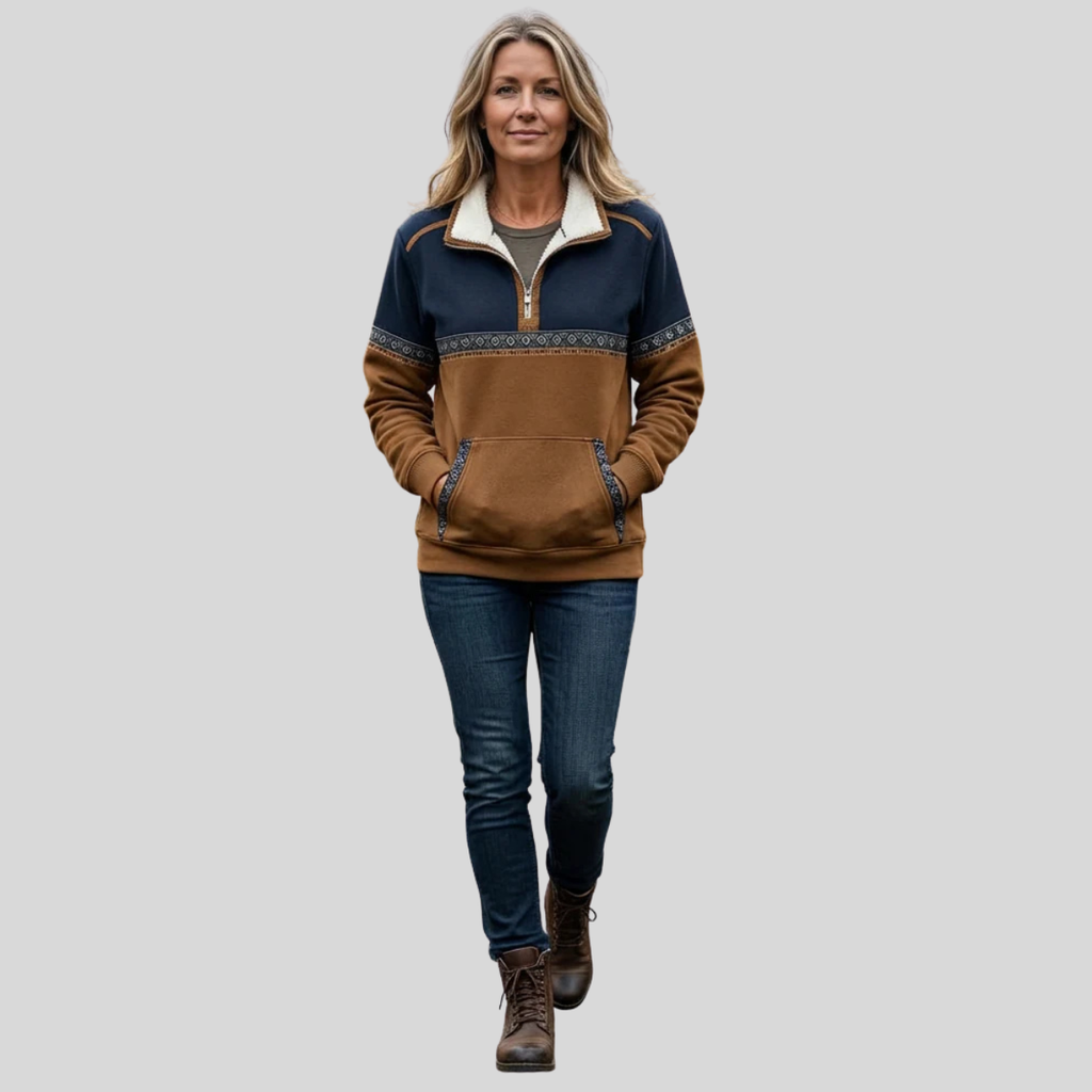 Alvette | Pulovr s límcem Sherpa a polo zipem