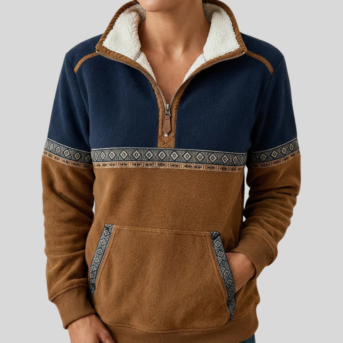 Alvette | Pulovr s límcem Sherpa a polo zipem