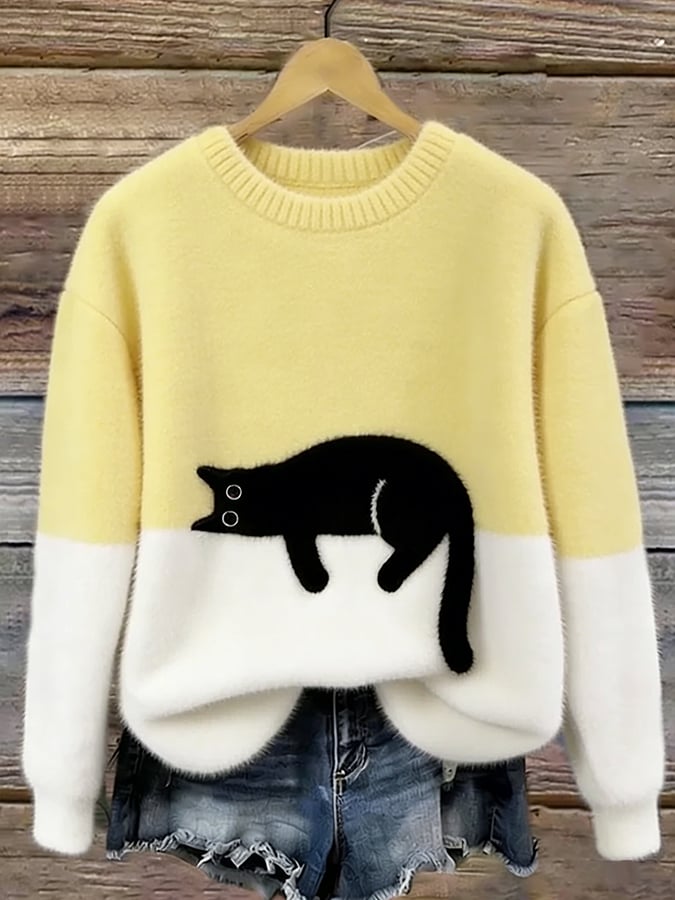Lenka | Oversized svetr s potiskem kočky