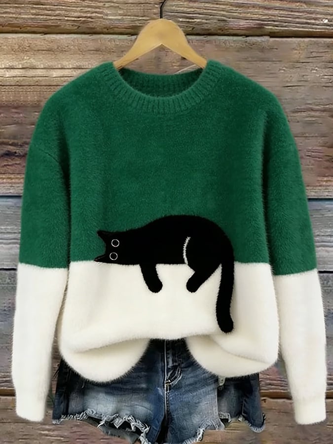Lenka | Oversized svetr s potiskem kočky