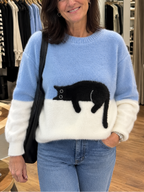 Lenka | Oversized svetr s potiskem kočky