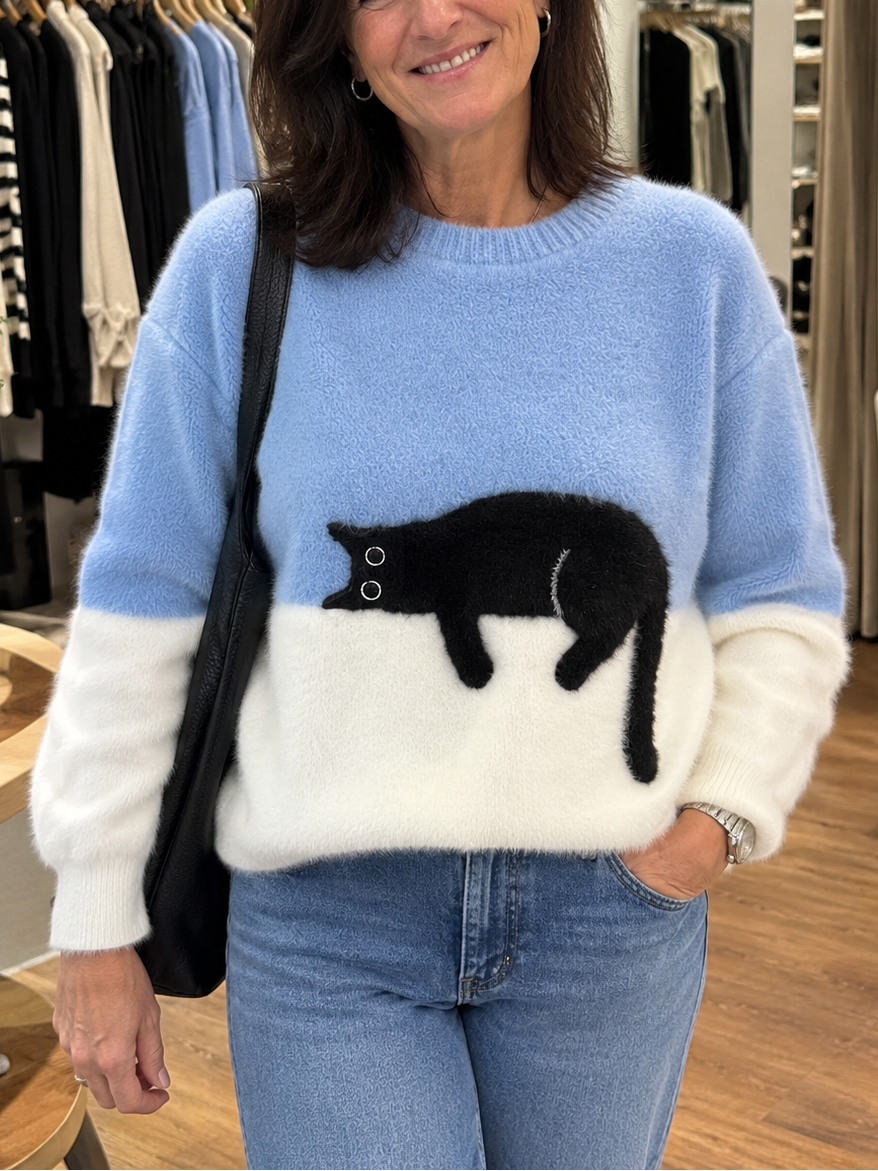 Lenka | Oversized svetr s potiskem kočky