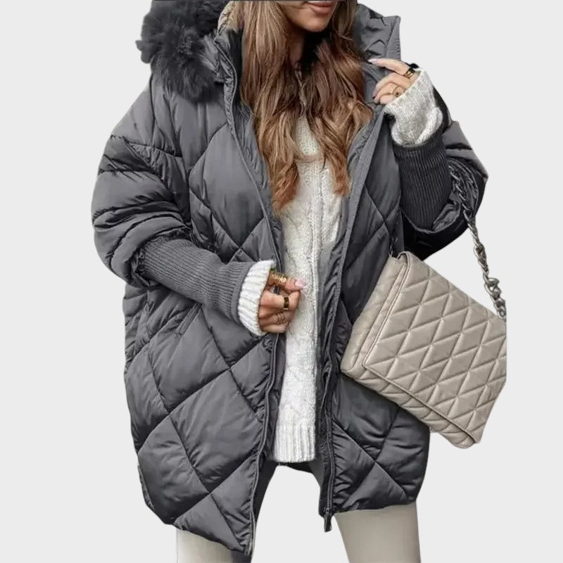 Denisa™ | Dámská midi parka s pletenými rukávy
