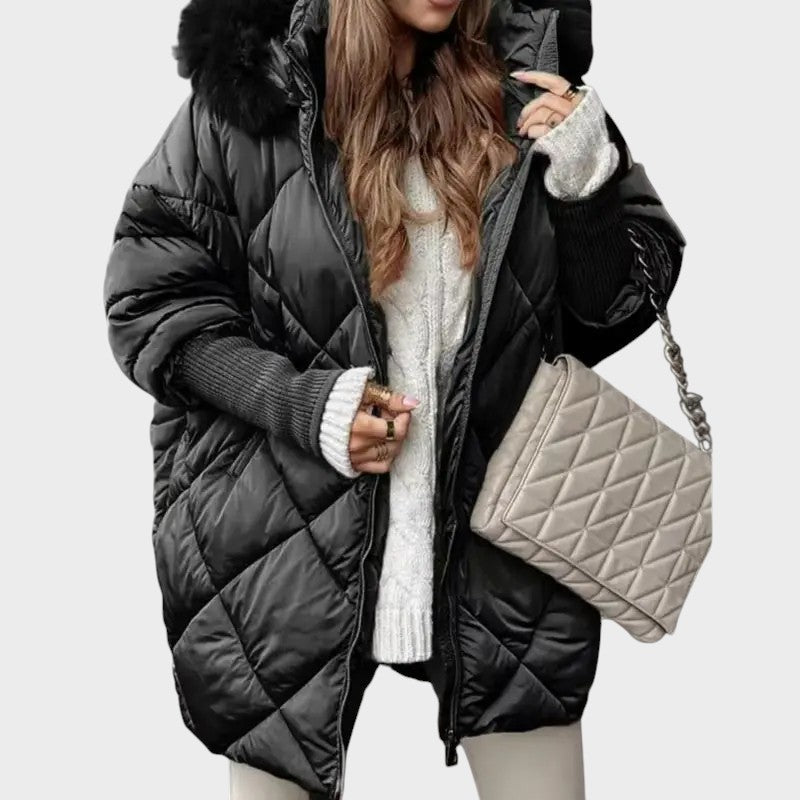 Denisa™ | Dámská midi parka s pletenými rukávy