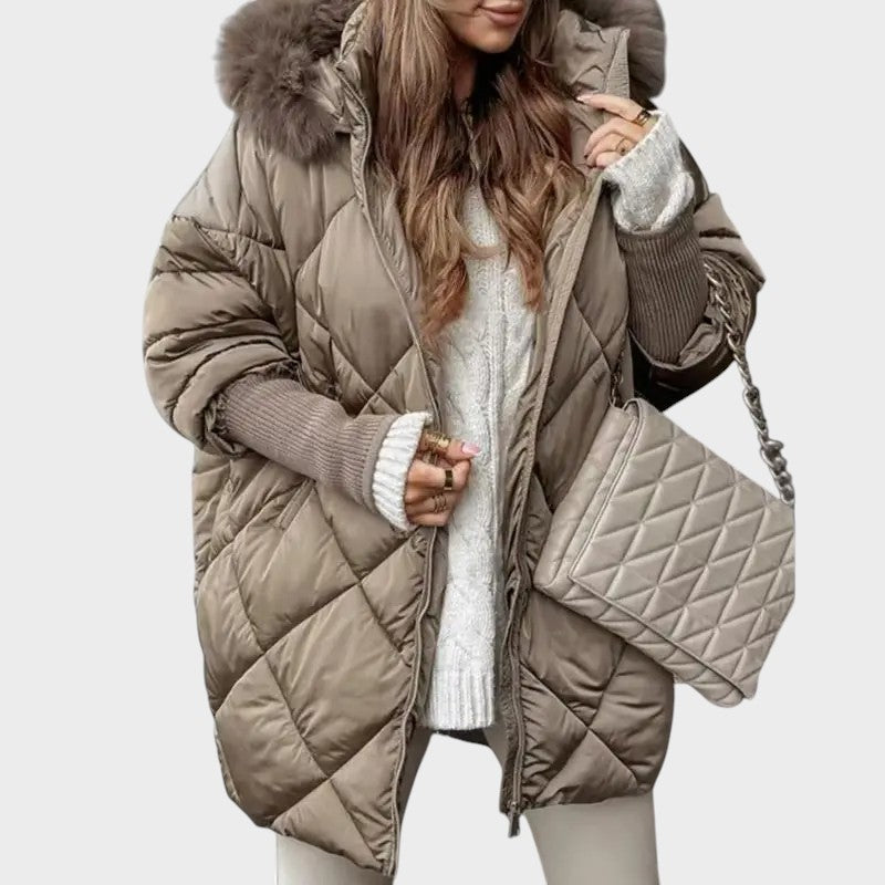 Denisa™ | Dámská midi parka s pletenými rukávy