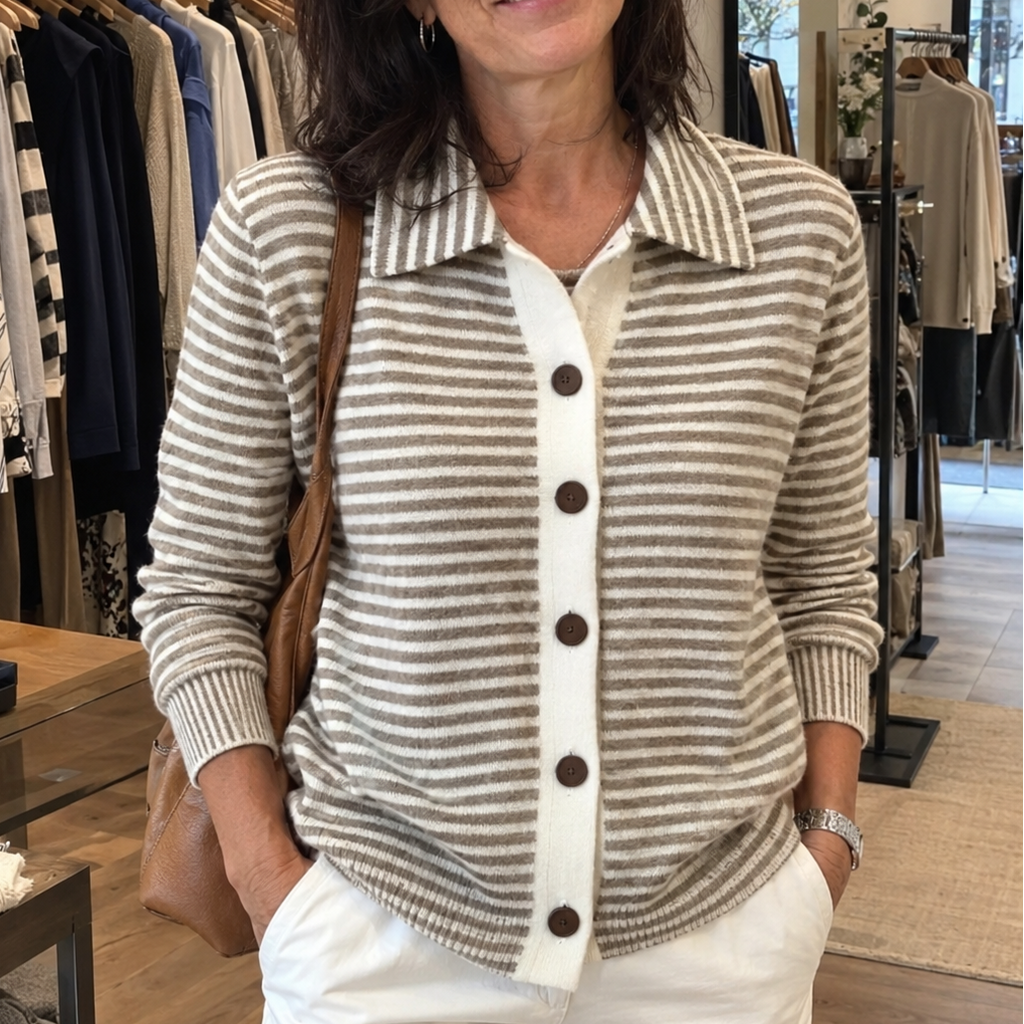 Marie | Pruhovaný cardigan s knoflíky