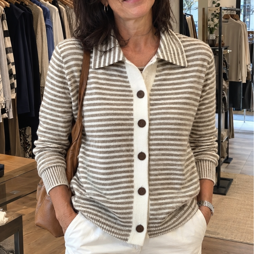 Marie | Pruhovaný cardigan s knoflíky