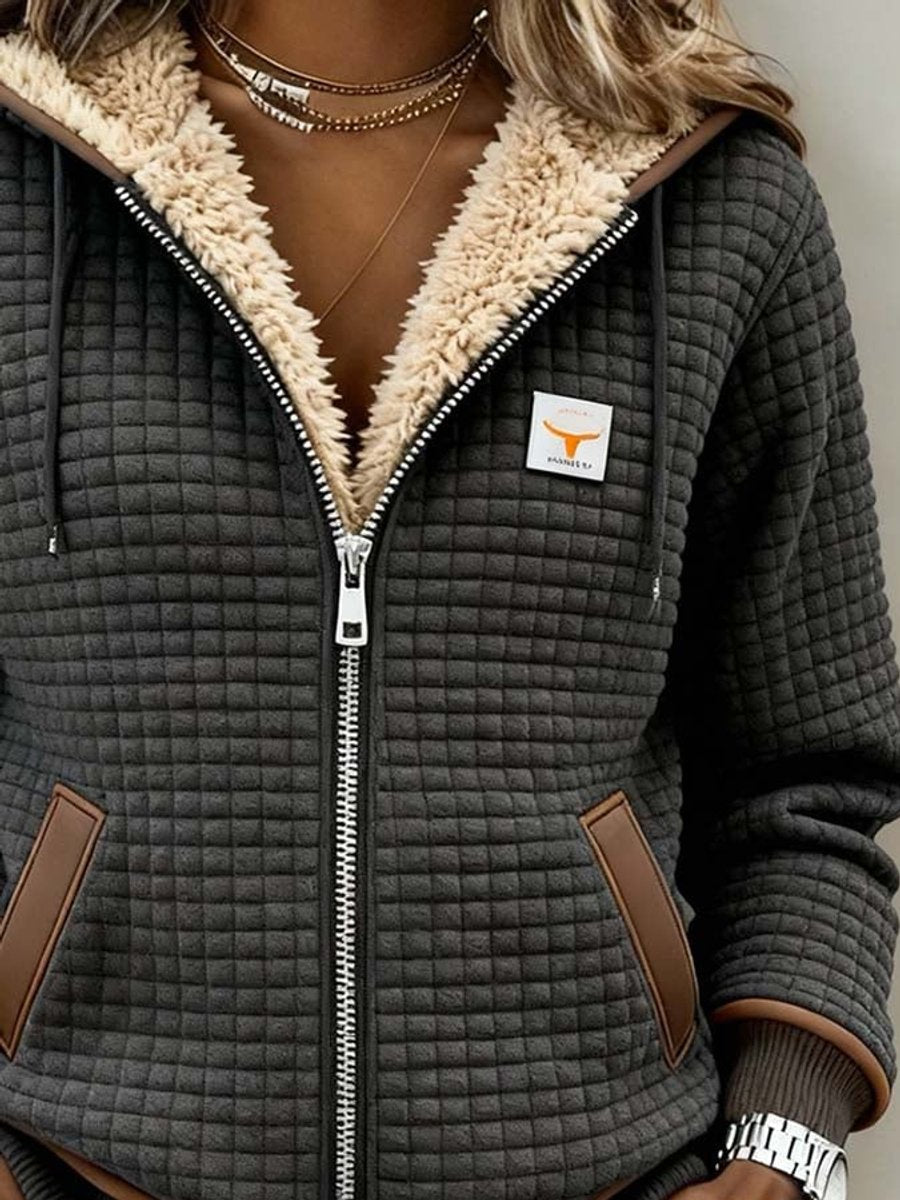 Sandra | Prošívaná bunda s podšívkou z sherpa a kapucí